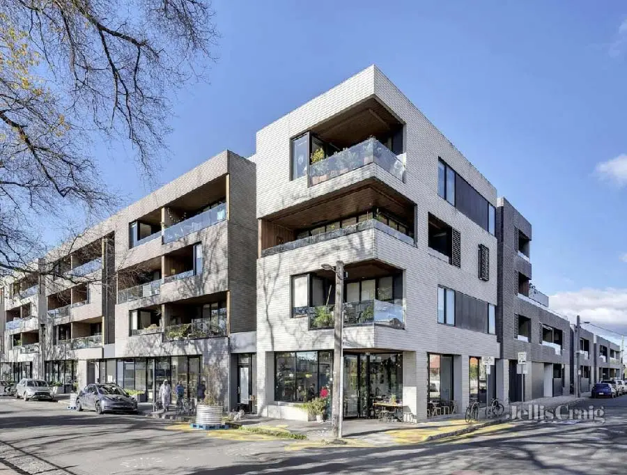 Modern Brunswick East apartment development with retail spaces and contemporary design