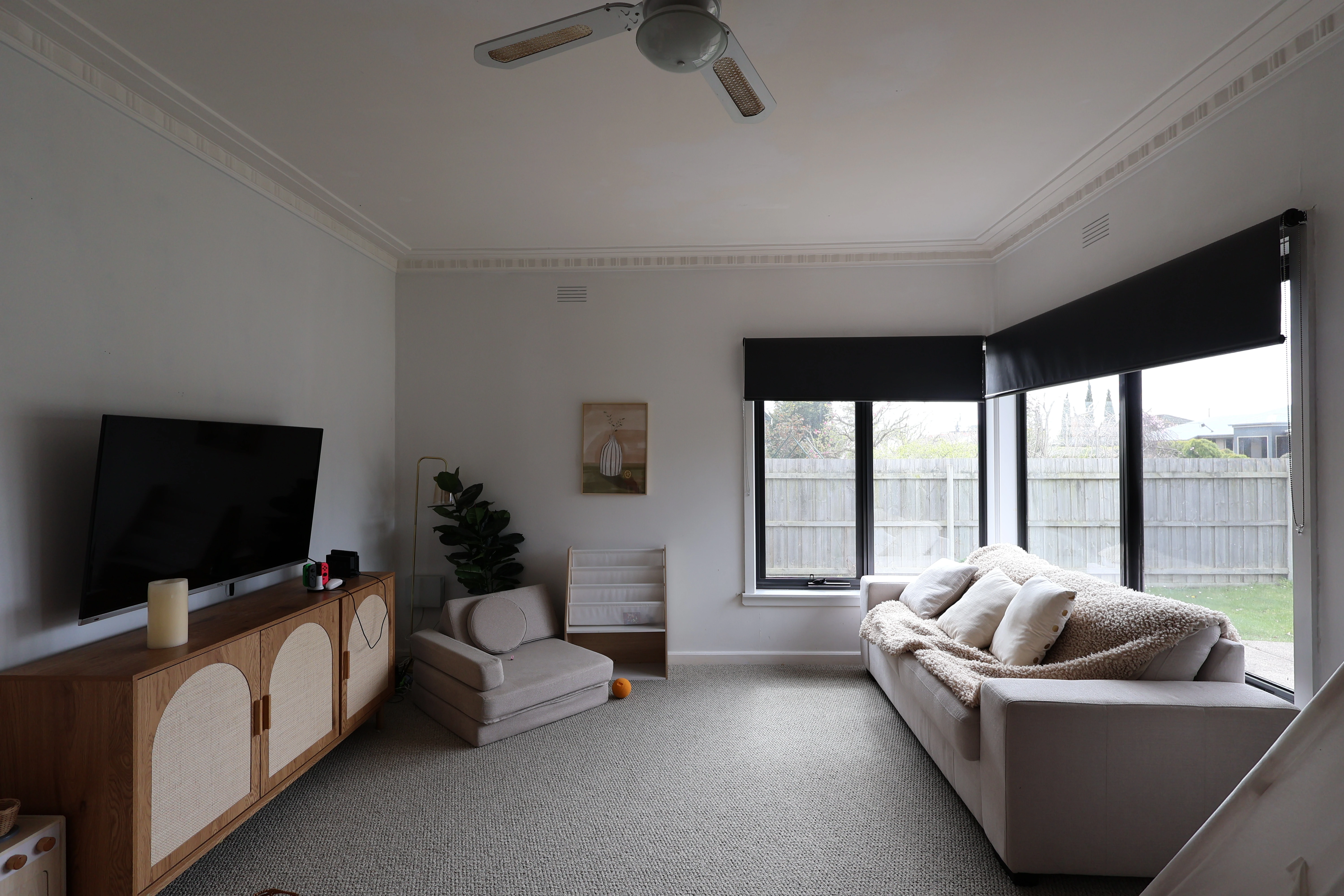 Modern living room and TV area of the renovated Traralgon investment property, showcasing a bright and comfortable interior.